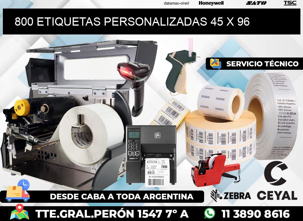 800 ETIQUETAS PERSONALIZADAS 45 x 96