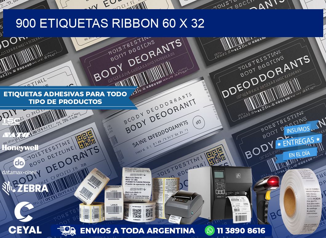 900 ETIQUETAS RIBBON 60 x 32