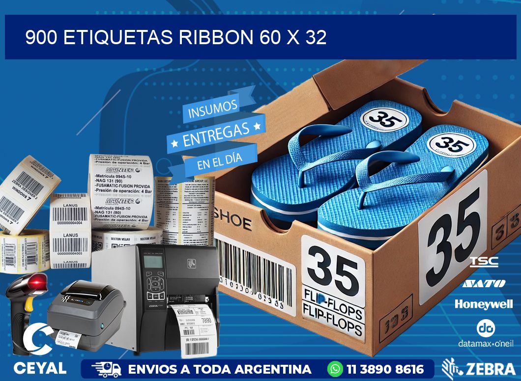 900 ETIQUETAS RIBBON 60 x 32