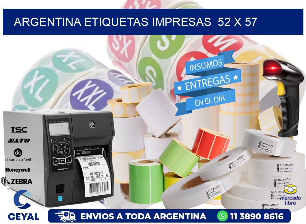 ARGENTINA ETIQUETAS IMPRESAS  52 x 57