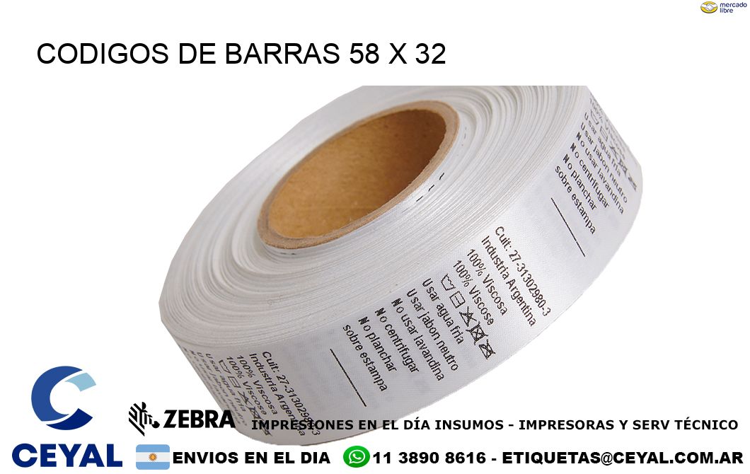 CODIGOS DE BARRAS 58 x 32