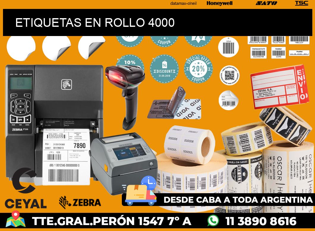 ETIQUETAS EN ROLLO 4000