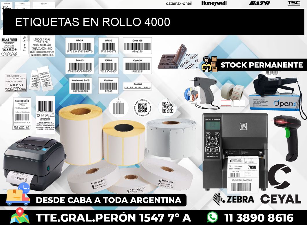 ETIQUETAS EN ROLLO 4000