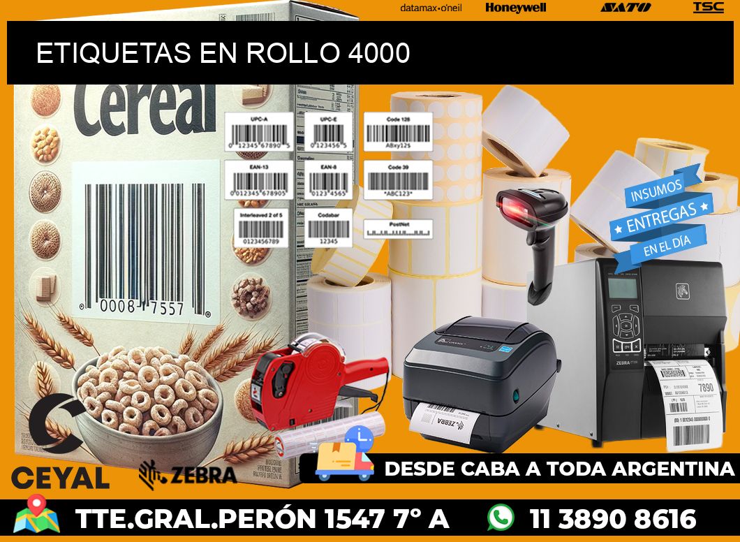 ETIQUETAS EN ROLLO 4000