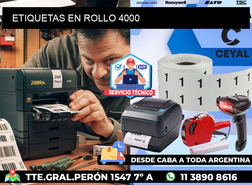 ETIQUETAS EN ROLLO 4000