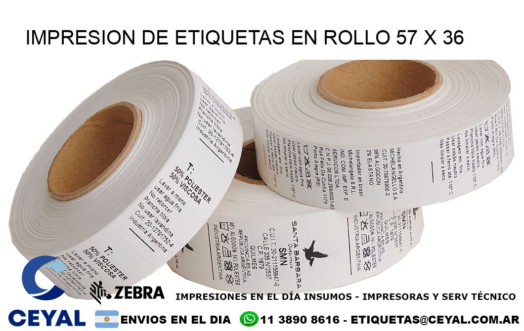 IMPRESION DE ETIQUETAS EN ROLLO 57 x 36