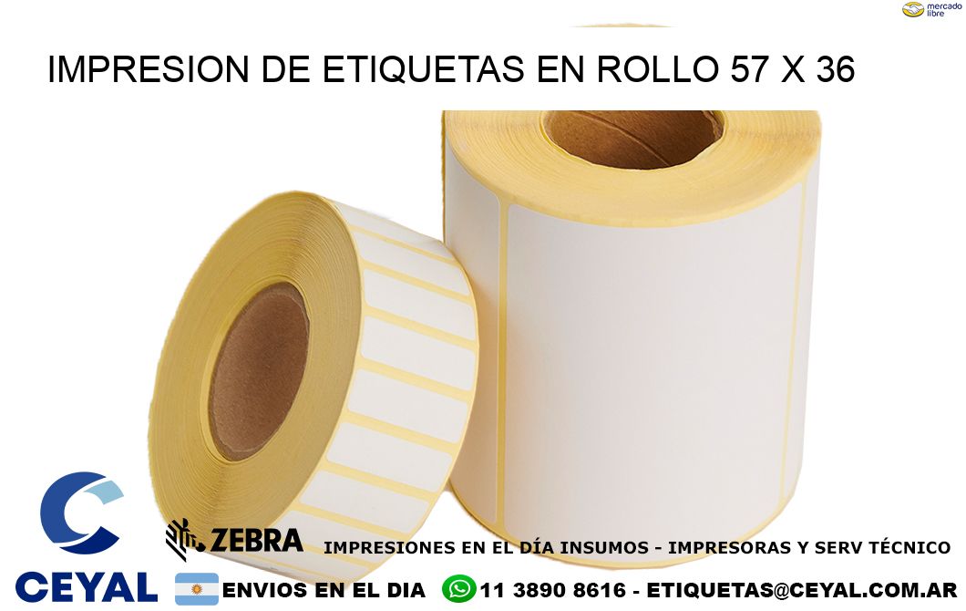 IMPRESION DE ETIQUETAS EN ROLLO 57 x 36