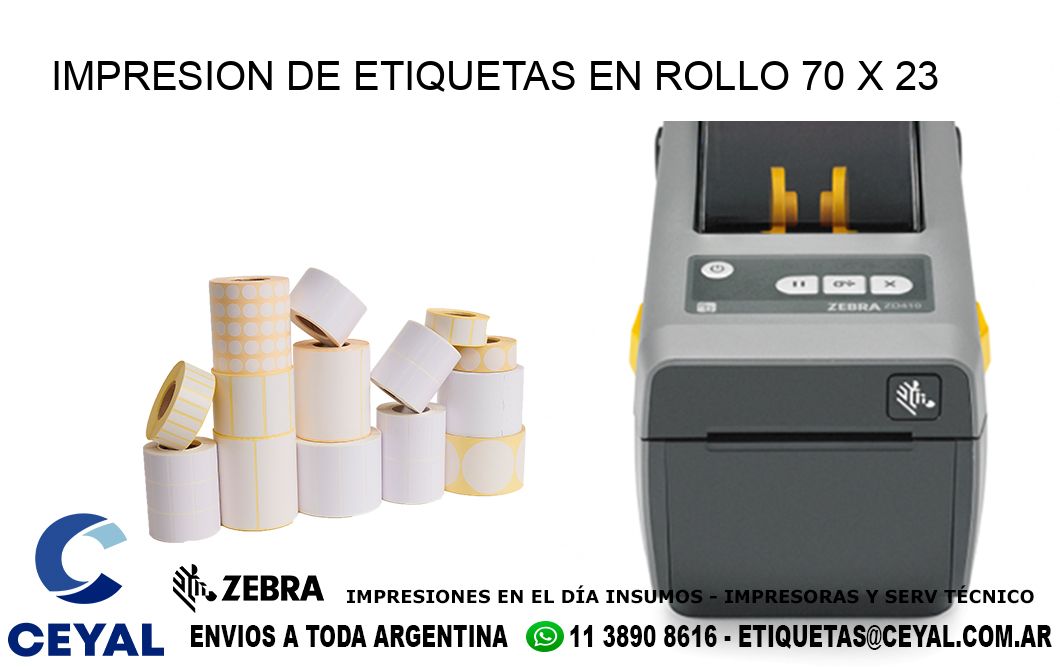 IMPRESION DE ETIQUETAS EN ROLLO 70 x 23