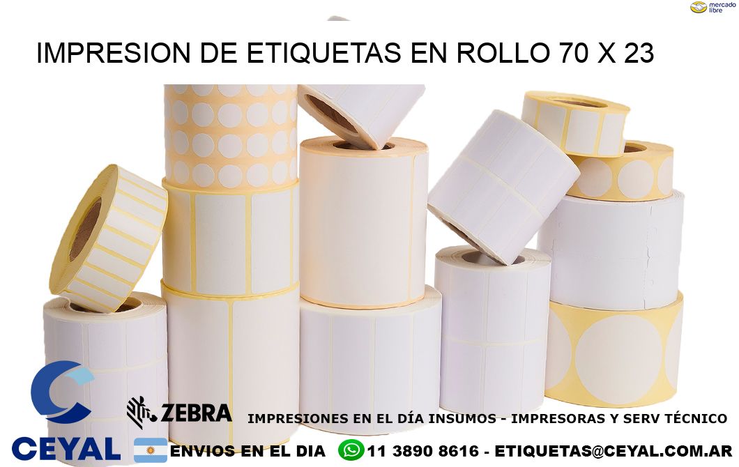 IMPRESION DE ETIQUETAS EN ROLLO 70 x 23