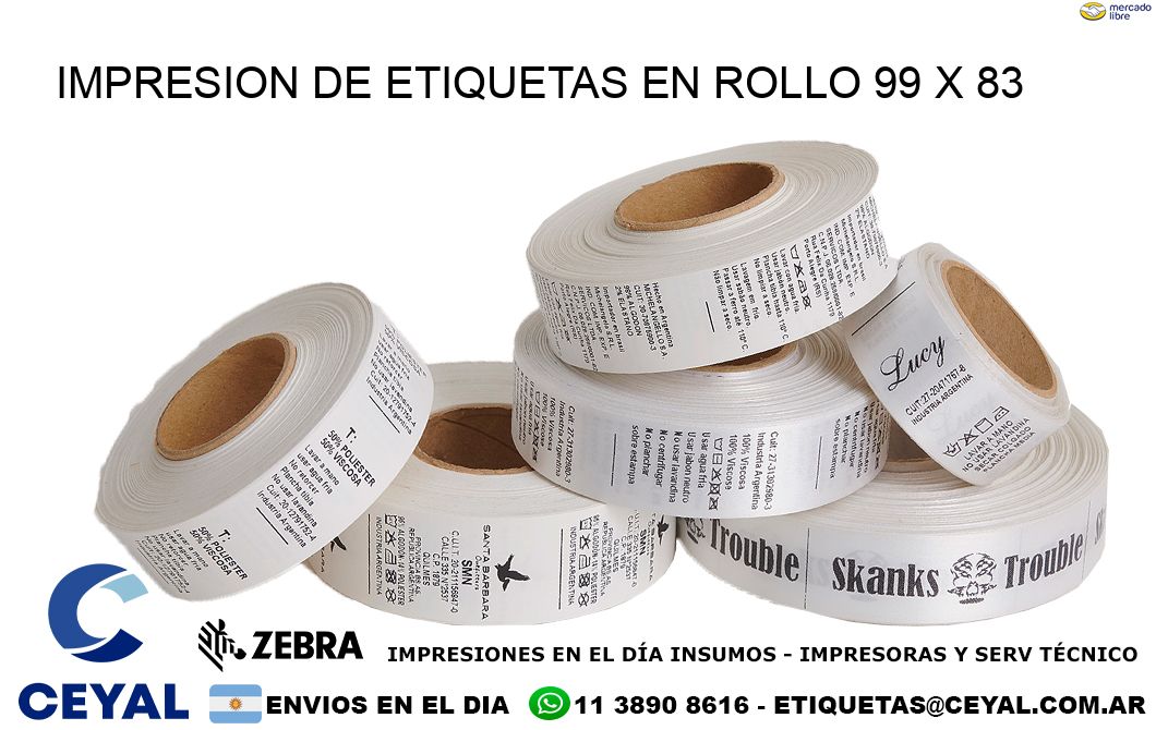 IMPRESION DE ETIQUETAS EN ROLLO 99 x 83