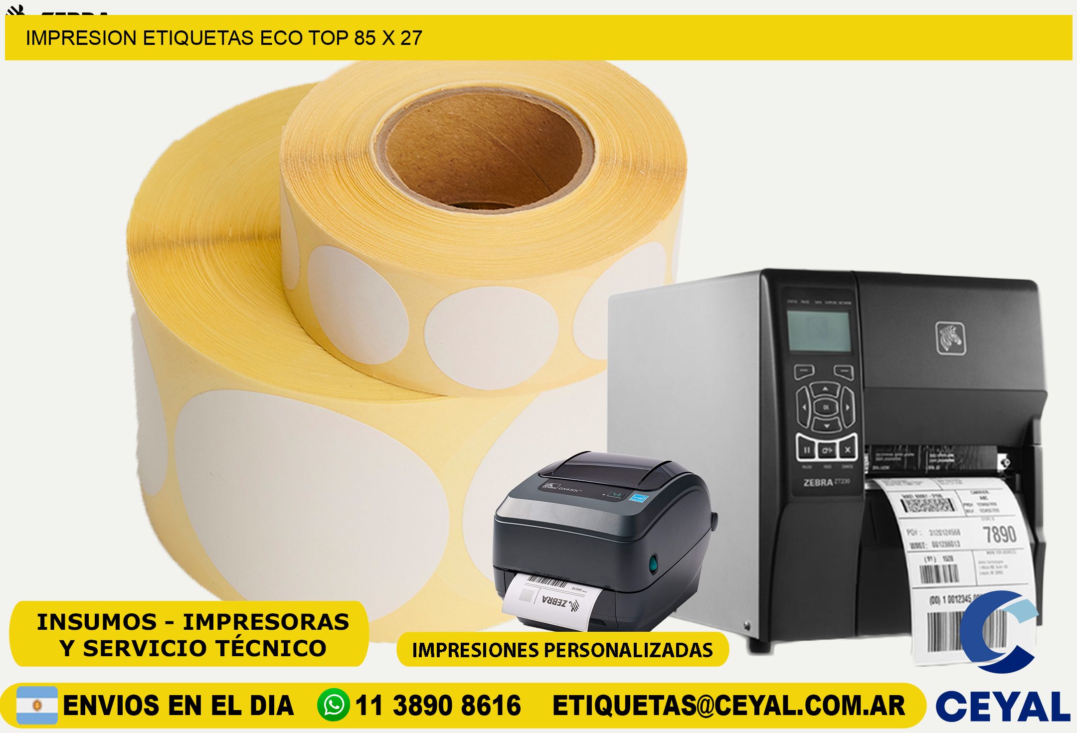 IMPRESION ETIQUETAS ECO TOP 85 x 27