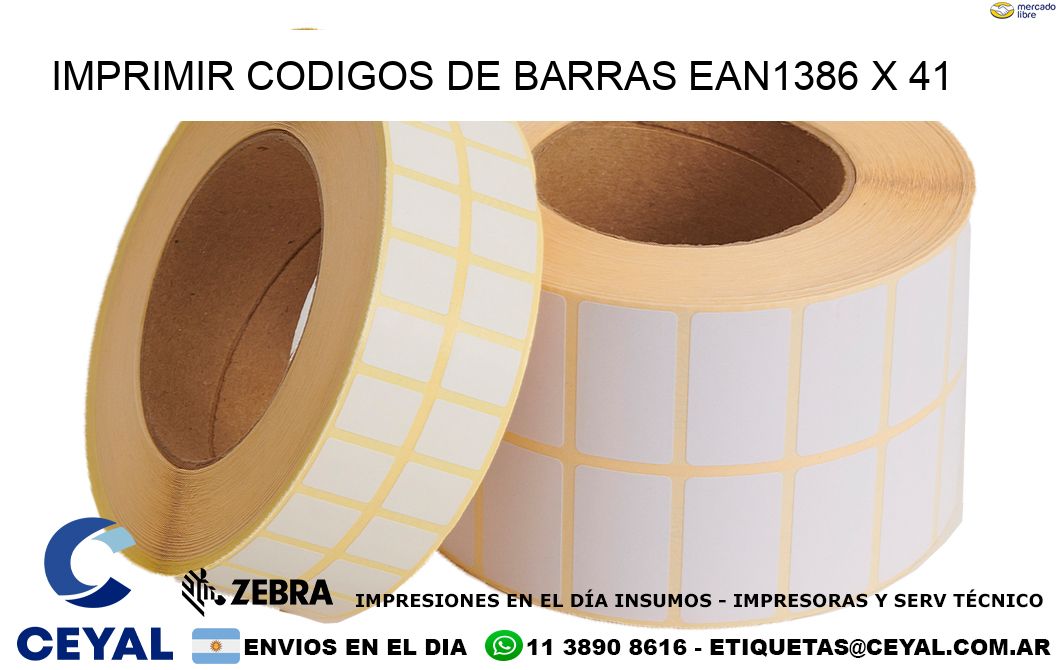 IMPRIMIR CODIGOS DE BARRAS EAN1386 x 41