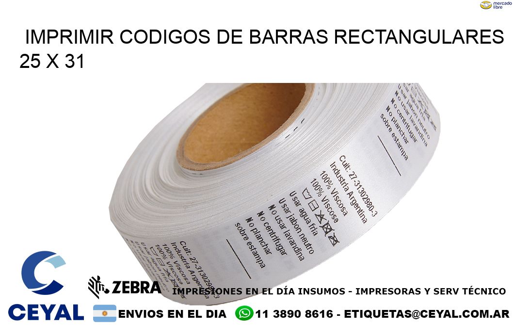 IMPRIMIR CODIGOS DE BARRAS RECTANGULARES 25 x 31