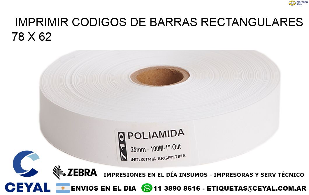 IMPRIMIR CODIGOS DE BARRAS RECTANGULARES 78 x 62