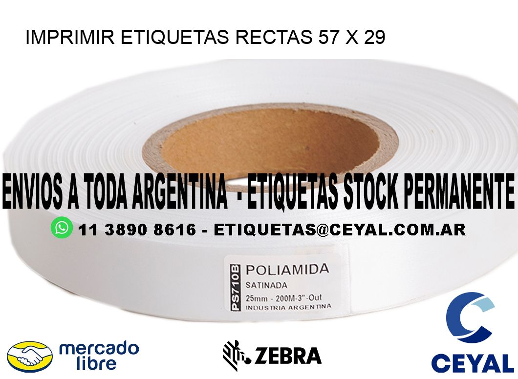 IMPRIMIR ETIQUETAS RECTAS 57 x 29