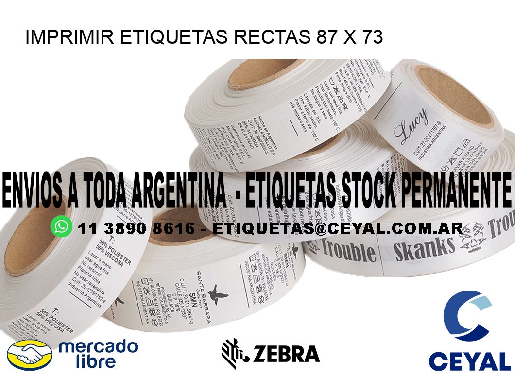 IMPRIMIR ETIQUETAS RECTAS 87 x 73