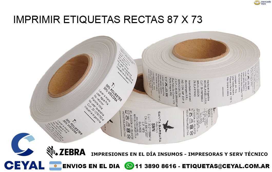 IMPRIMIR ETIQUETAS RECTAS 87 x 73