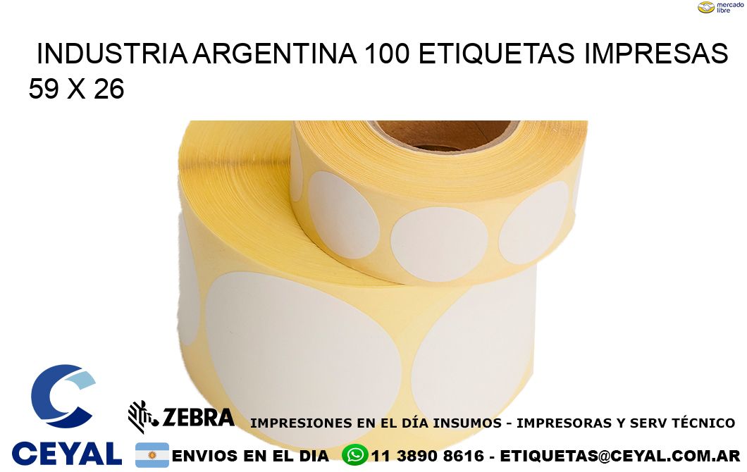 INDUSTRIA ARGENTINA 100 ETIQUETAS IMPRESAS  59 x 26