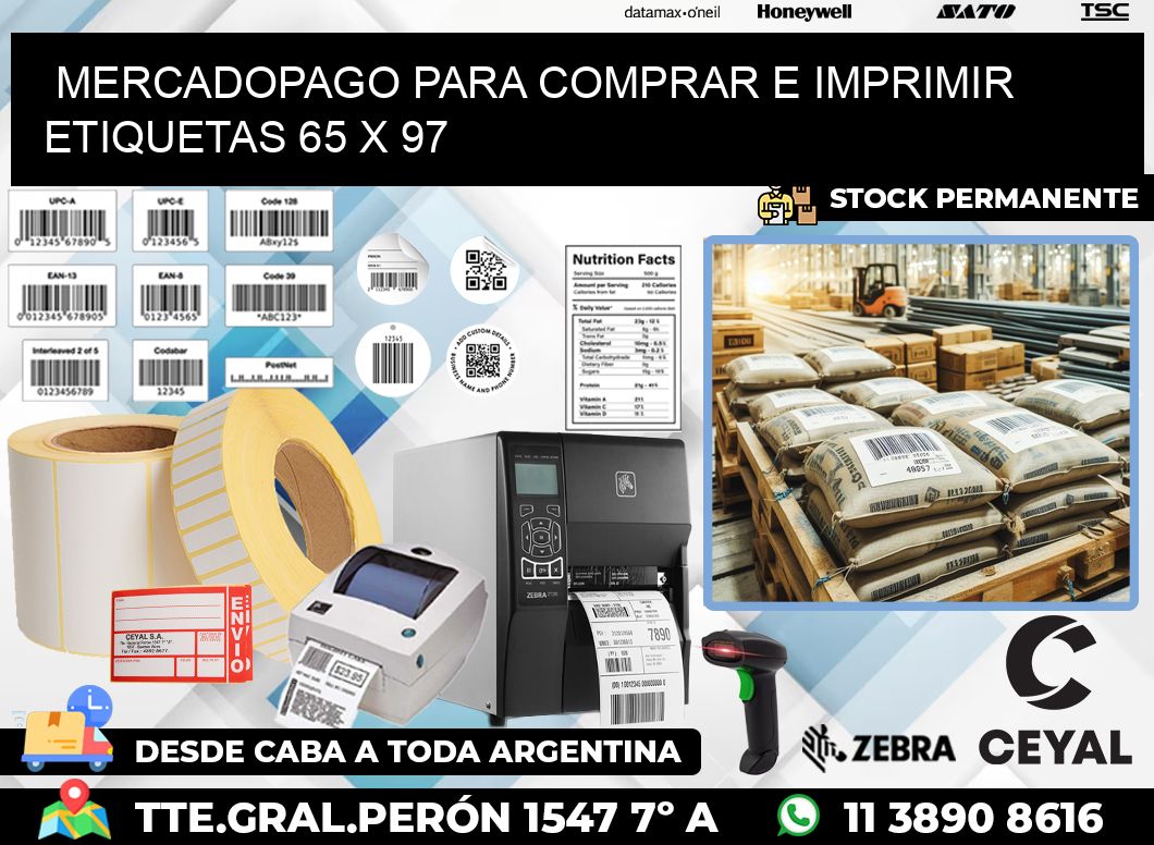 MERCADOPAGO PARA COMPRAR E IMPRIMIR ETIQUETAS 65 x 97