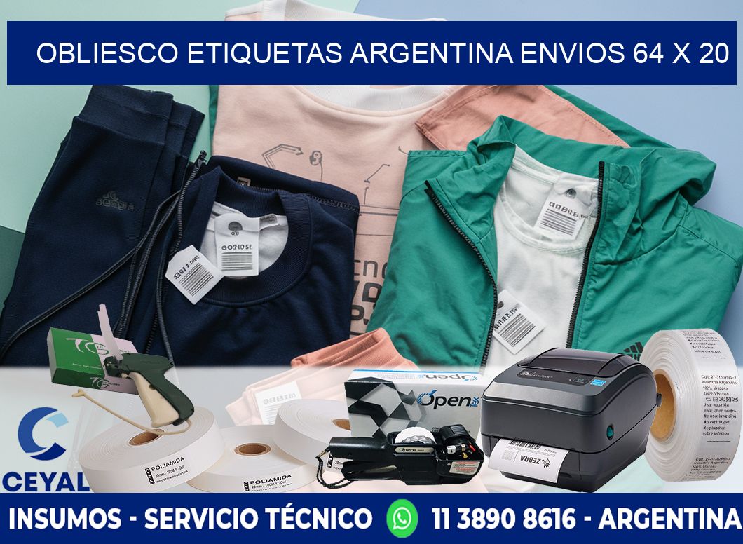 OBLIESCO ETIQUETAS ARGENTINA ENVIOS 64 x 20