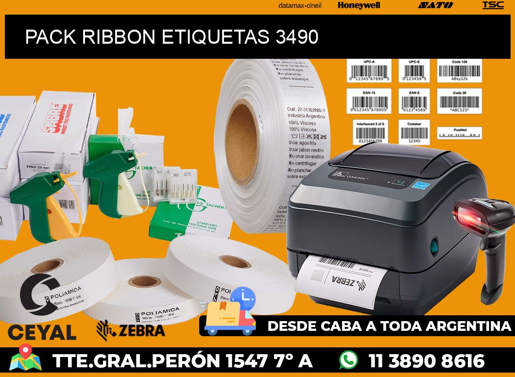 PACK RIBBON ETIQUETAS 3490