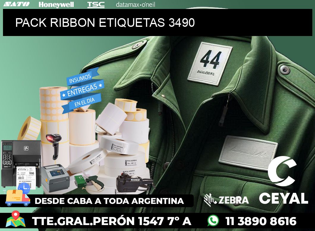 PACK RIBBON ETIQUETAS 3490