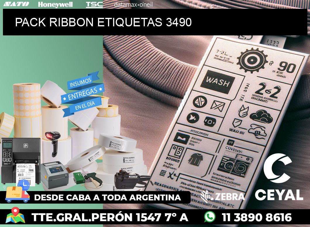 PACK RIBBON ETIQUETAS 3490