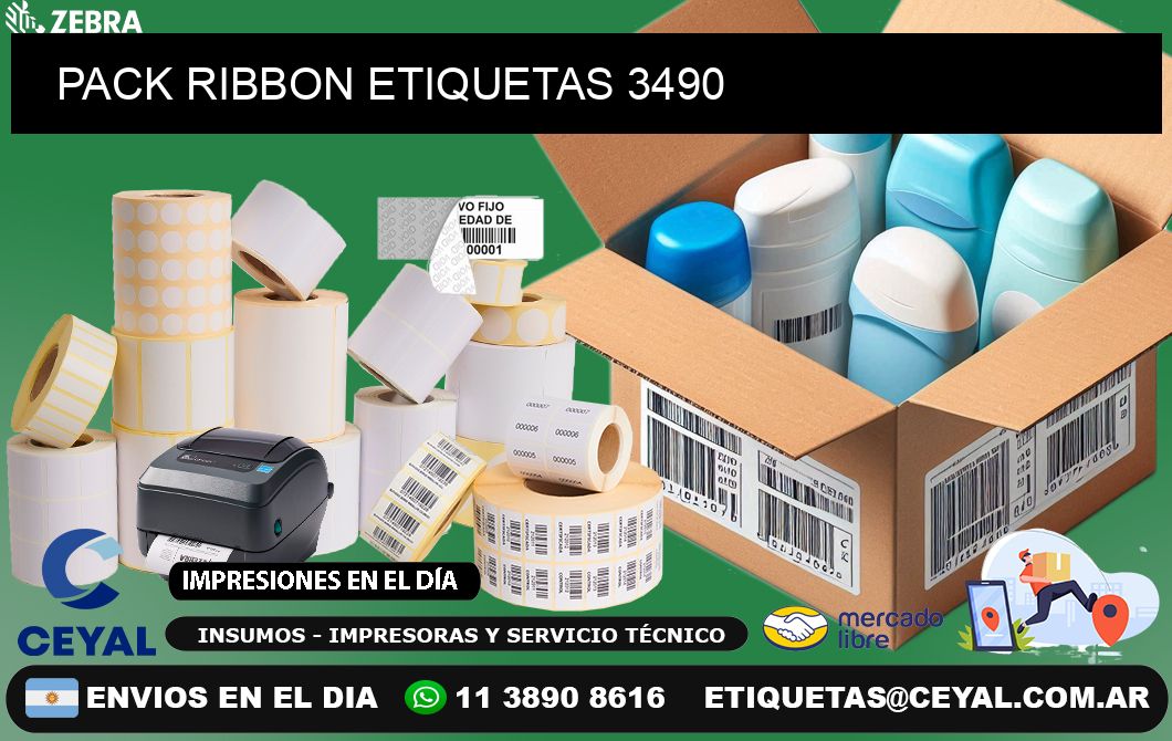 PACK RIBBON ETIQUETAS 3490