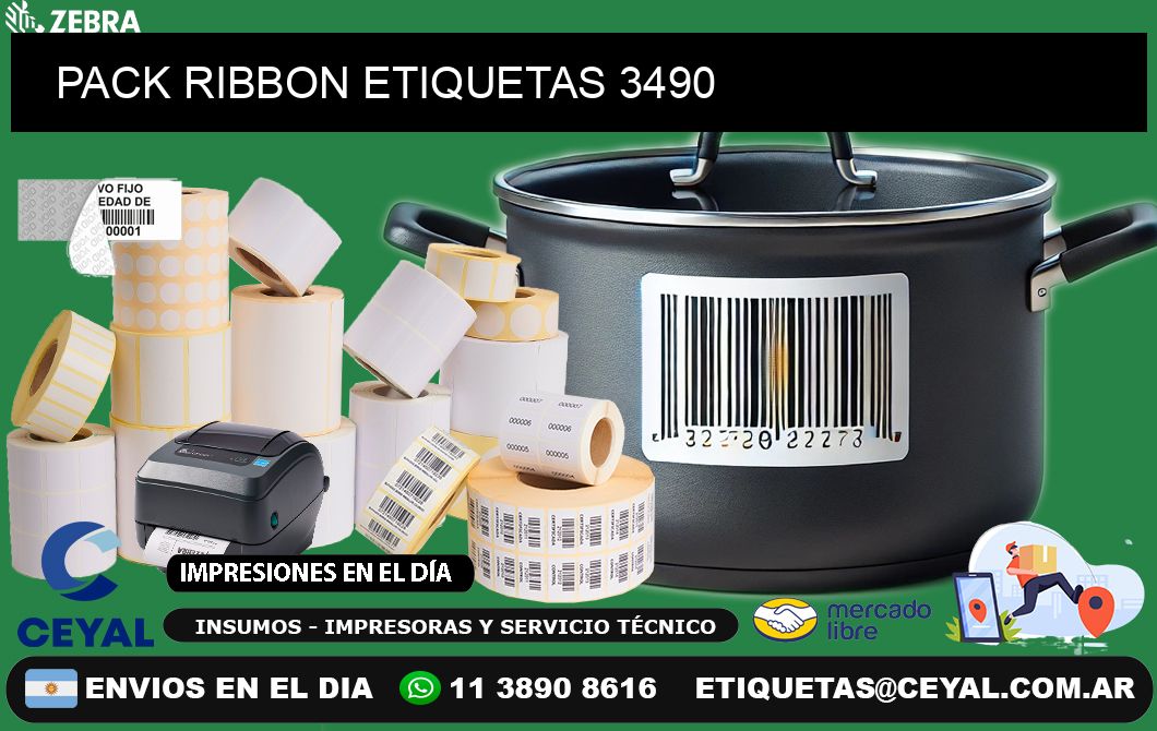 PACK RIBBON ETIQUETAS 3490