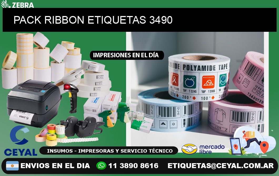 PACK RIBBON ETIQUETAS 3490