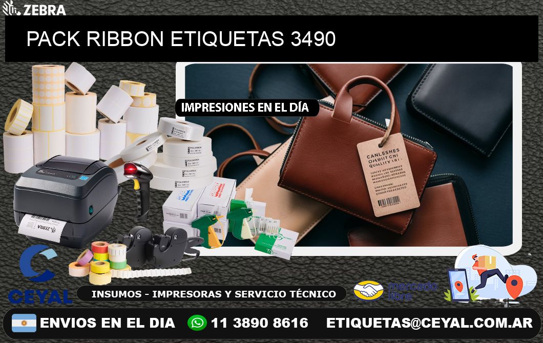 PACK RIBBON ETIQUETAS 3490