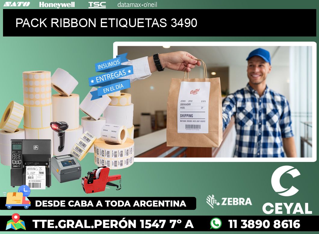 PACK RIBBON ETIQUETAS 3490