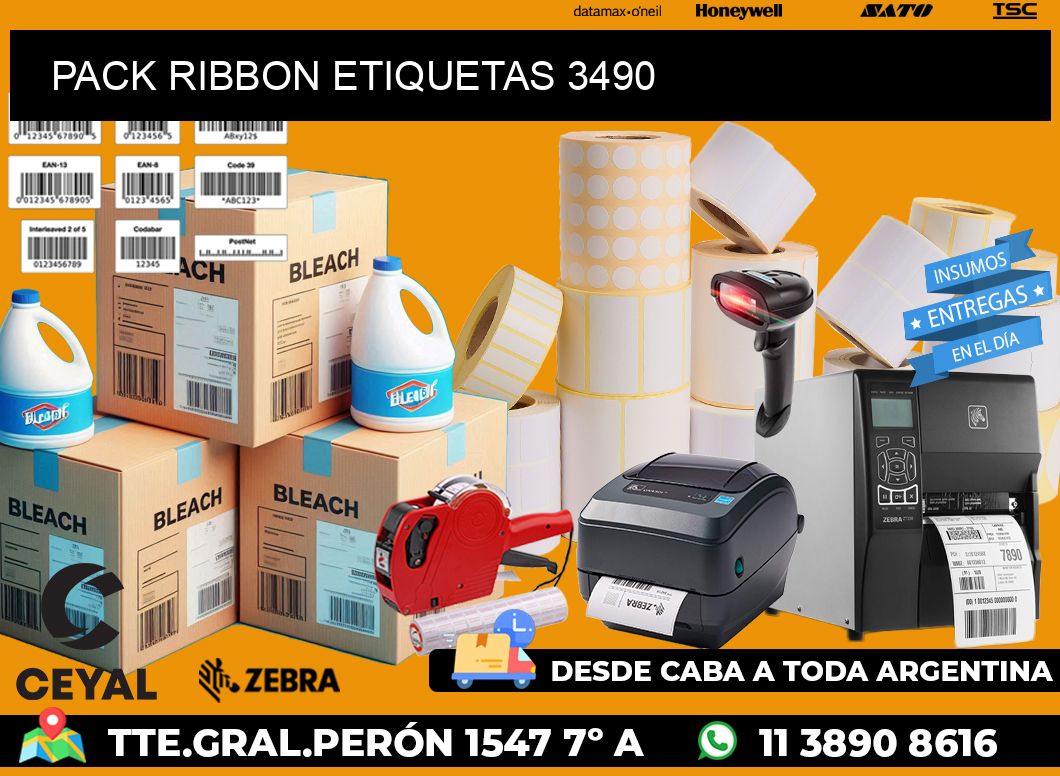 PACK RIBBON ETIQUETAS 3490