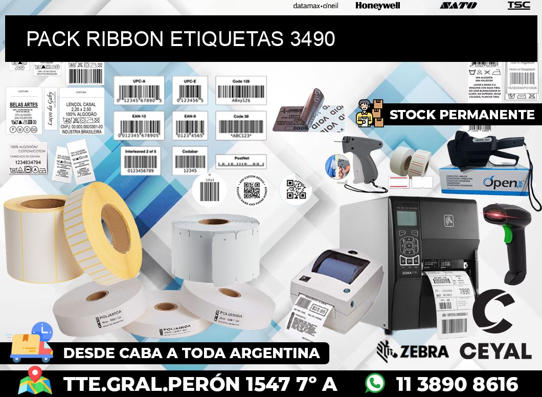 PACK RIBBON ETIQUETAS 3490