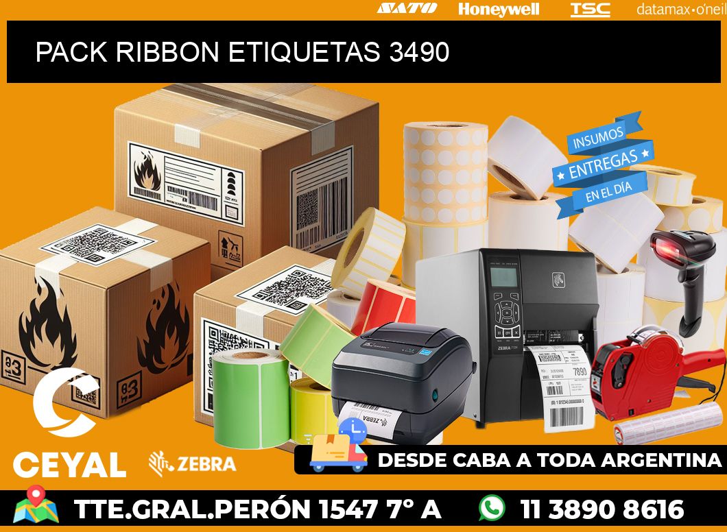 PACK RIBBON ETIQUETAS 3490