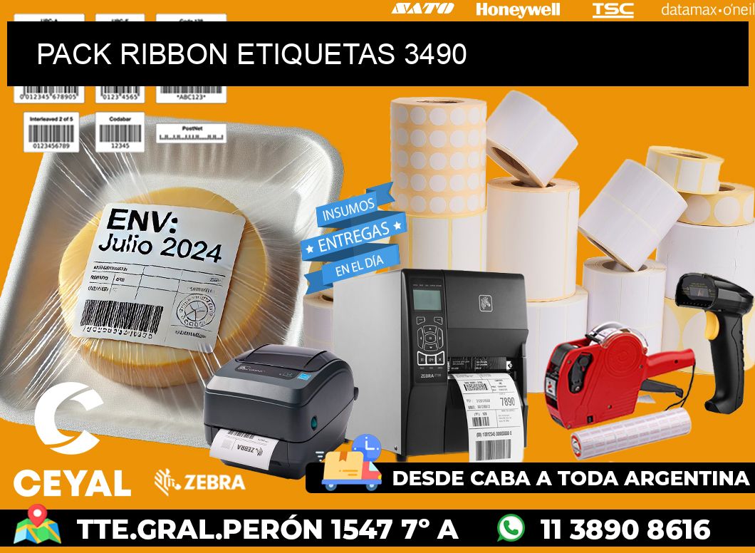 PACK RIBBON ETIQUETAS 3490