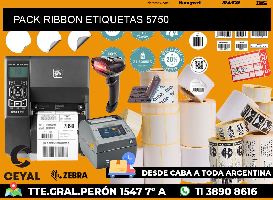 PACK RIBBON ETIQUETAS 5750