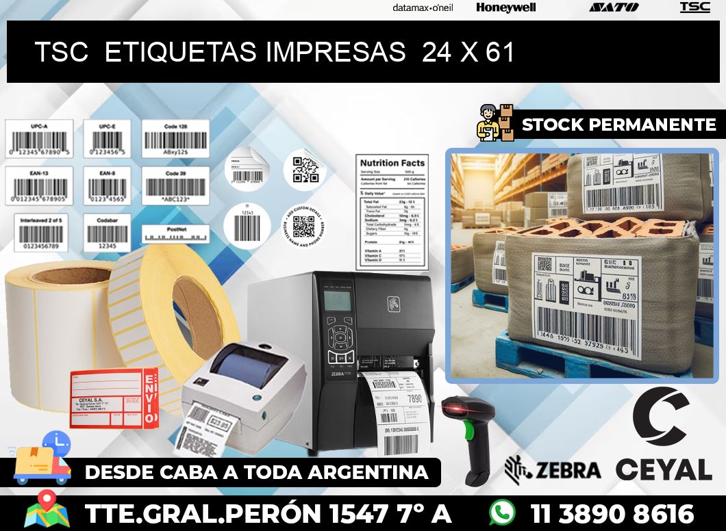 TSC  ETIQUETAS IMPRESAS  24 x 61