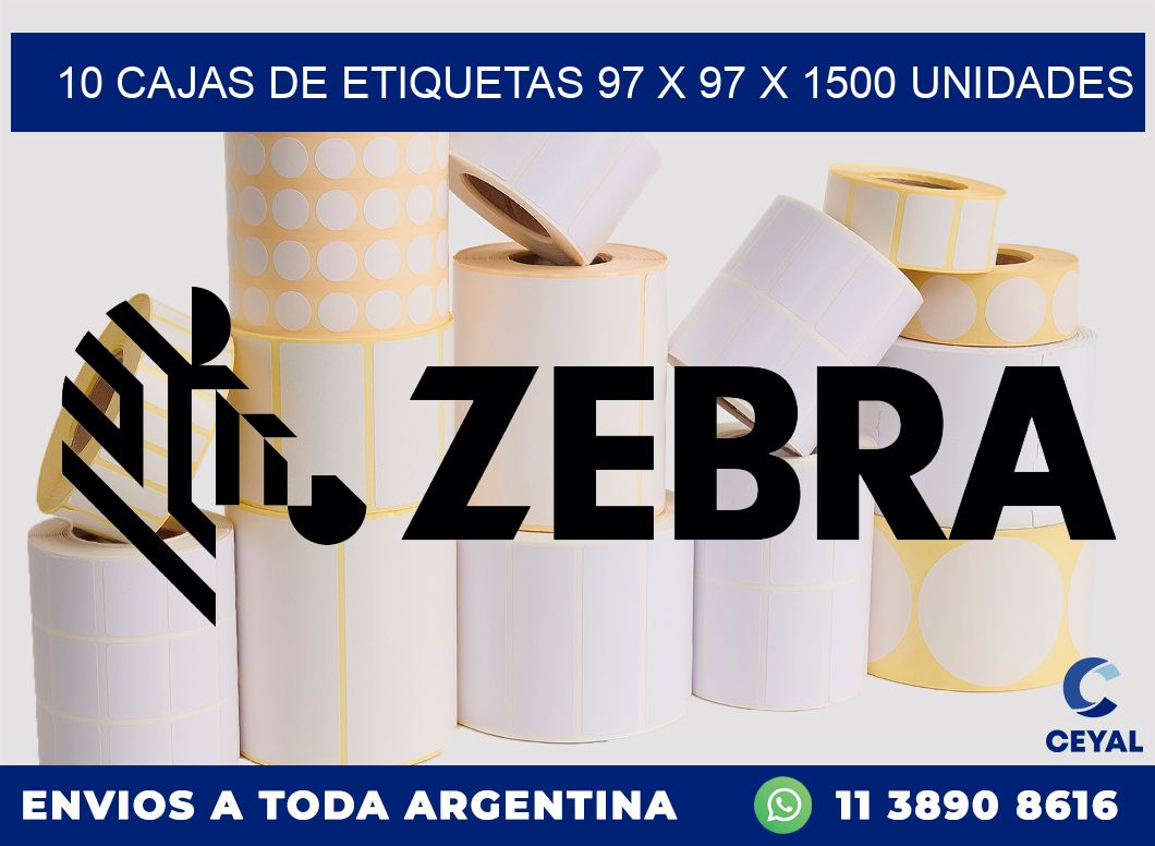 10 CAJAS DE ETIQUETAS 97 x 97 X 1500 UNIDADES