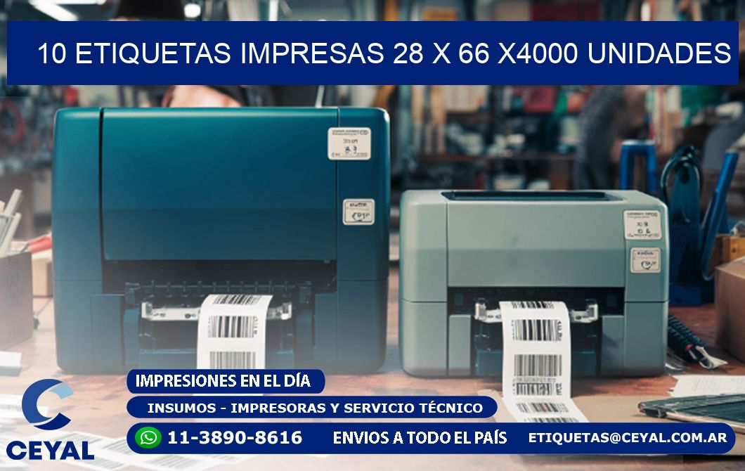 10 ETIQUETAS IMPRESAS 28 x 66 X4000 UNIDADES