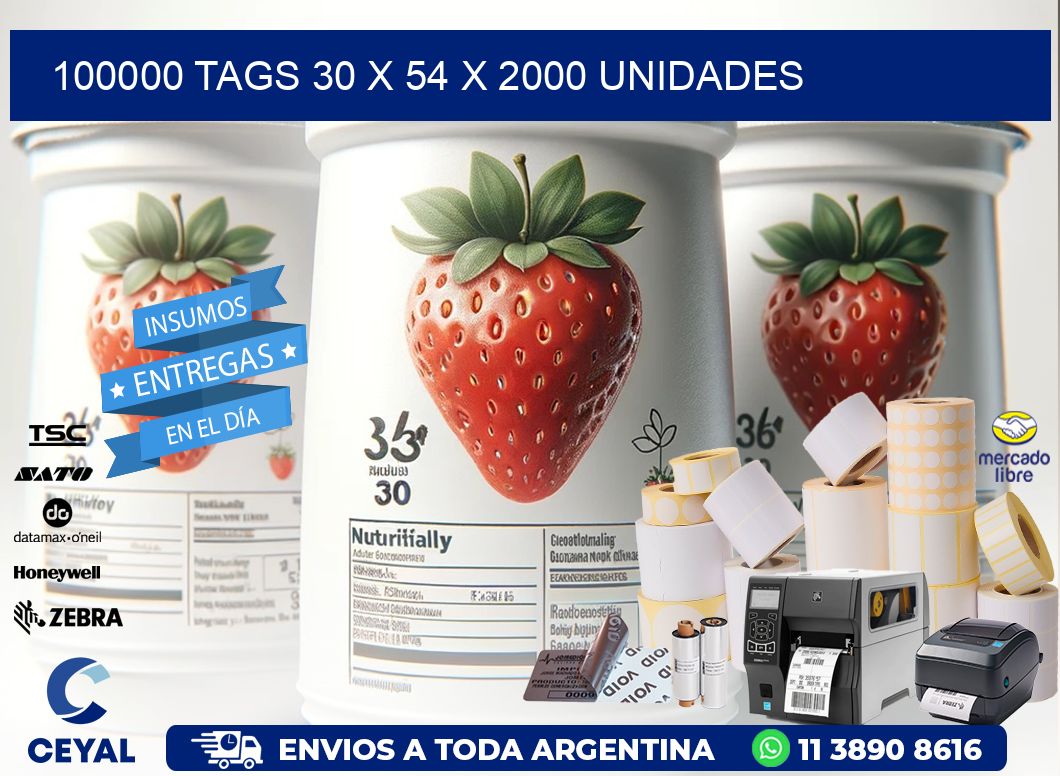 100000 TAGS 30 x 54 X 2000 UNIDADES