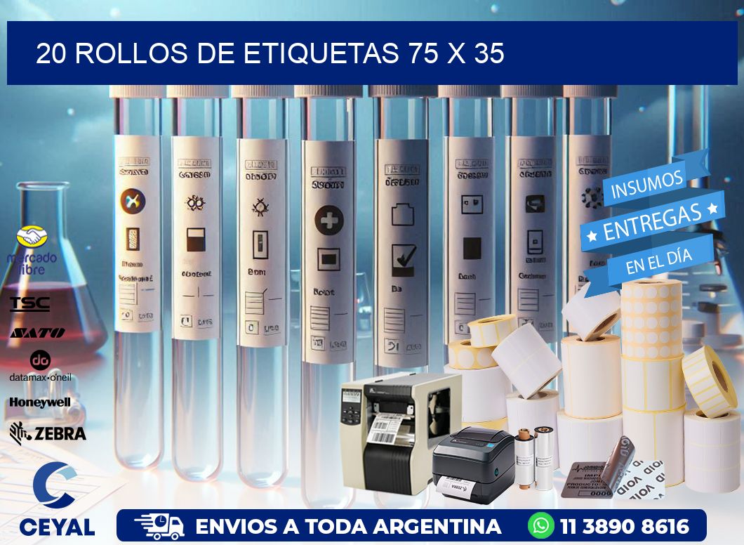 20 ROLLOS DE ETIQUETAS 75 x 35