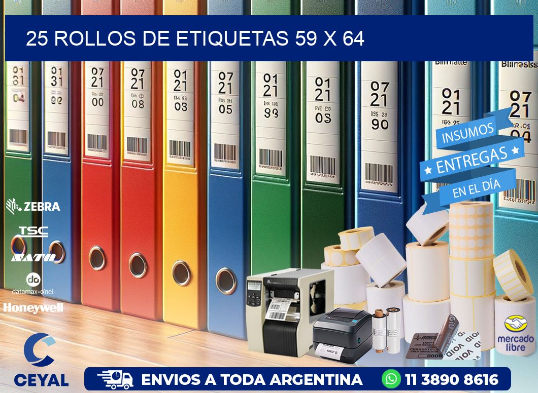 25 ROLLOS DE ETIQUETAS 59 x 64