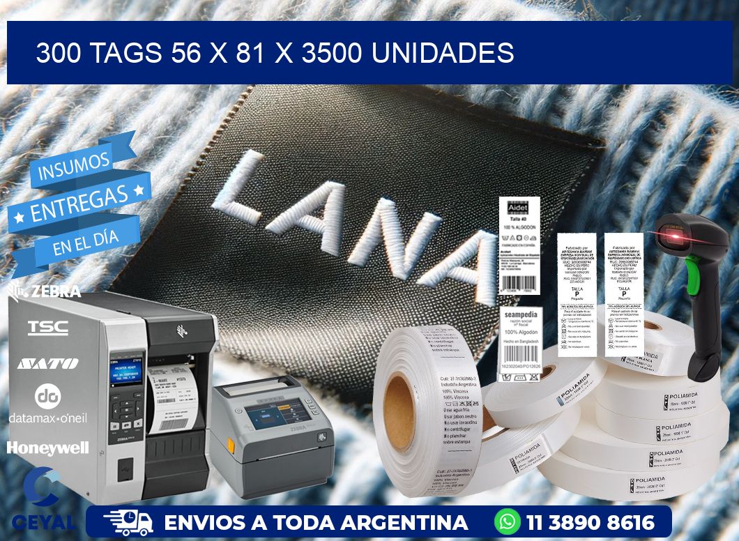 300 TAGS 56 x 81 X 3500 UNIDADES