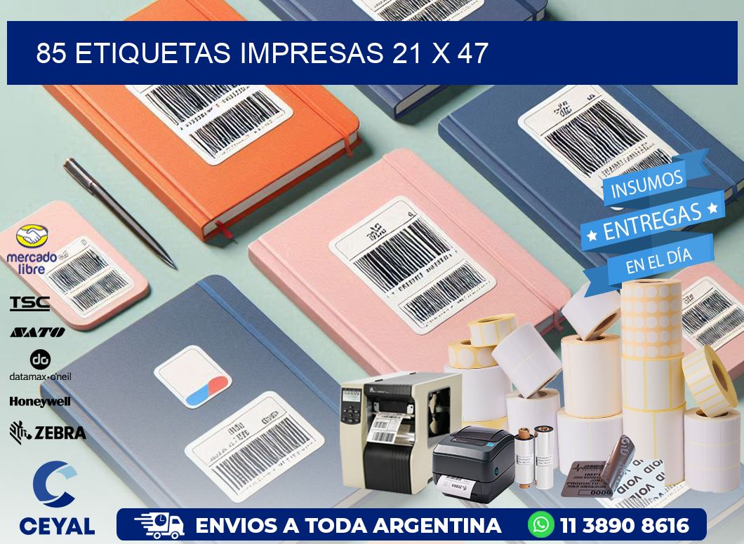 85 ETIQUETAS IMPRESAS 21 x 47