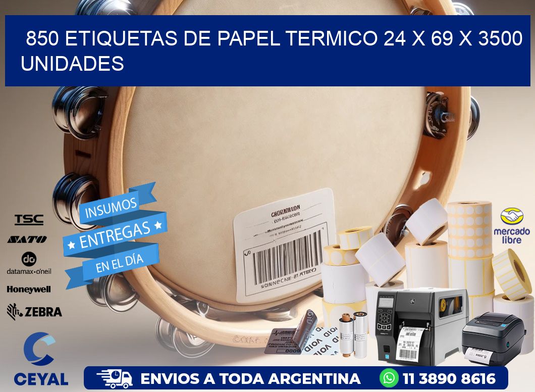 850 ETIQUETAS DE PAPEL TERMICO 24 x 69 X 3500 UNIDADES