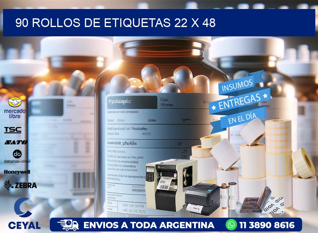 90 ROLLOS DE ETIQUETAS 22 x 48