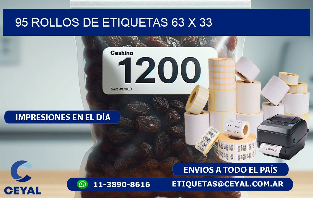 95 ROLLOS DE ETIQUETAS 63 x 33