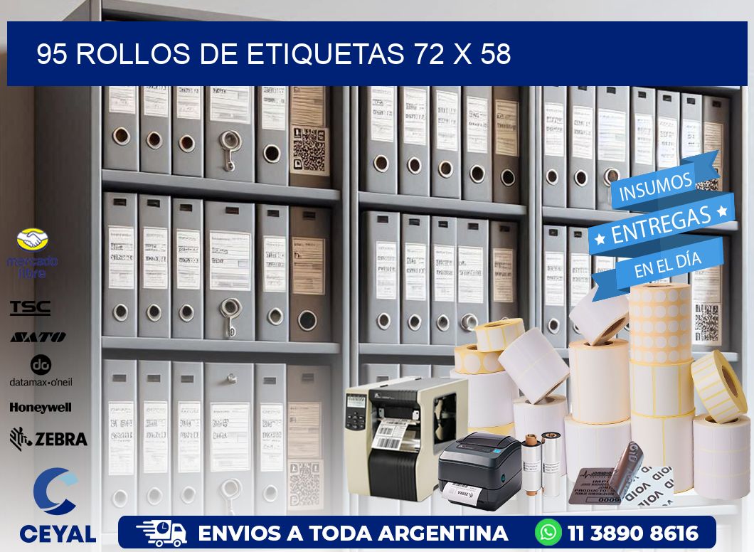 95 ROLLOS DE ETIQUETAS 72 x 58