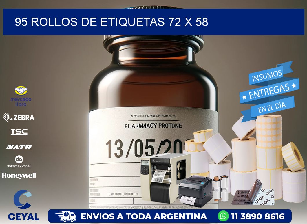 95 ROLLOS DE ETIQUETAS 72 x 58